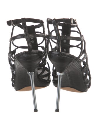 Brian Atwood Leather Studded Accents Slingback Sandals