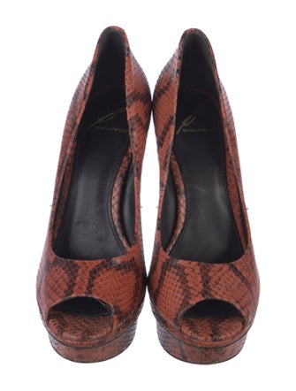 Brian Atwood Embossed Leather Animal Print Pumps