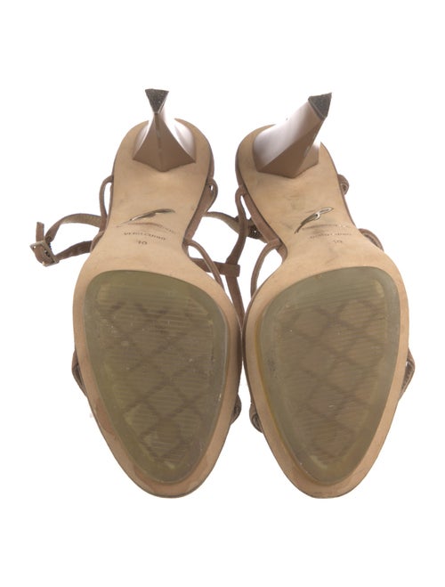 Brian Atwood Suede Crystal Embellishments T-Strap Sandals