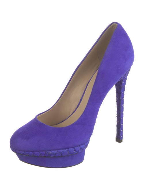 Brian Atwood Suede Glitter Accents Pumps