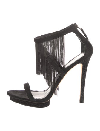 Brian Atwood Suede Chain-Link Accents Gladiator Sandals