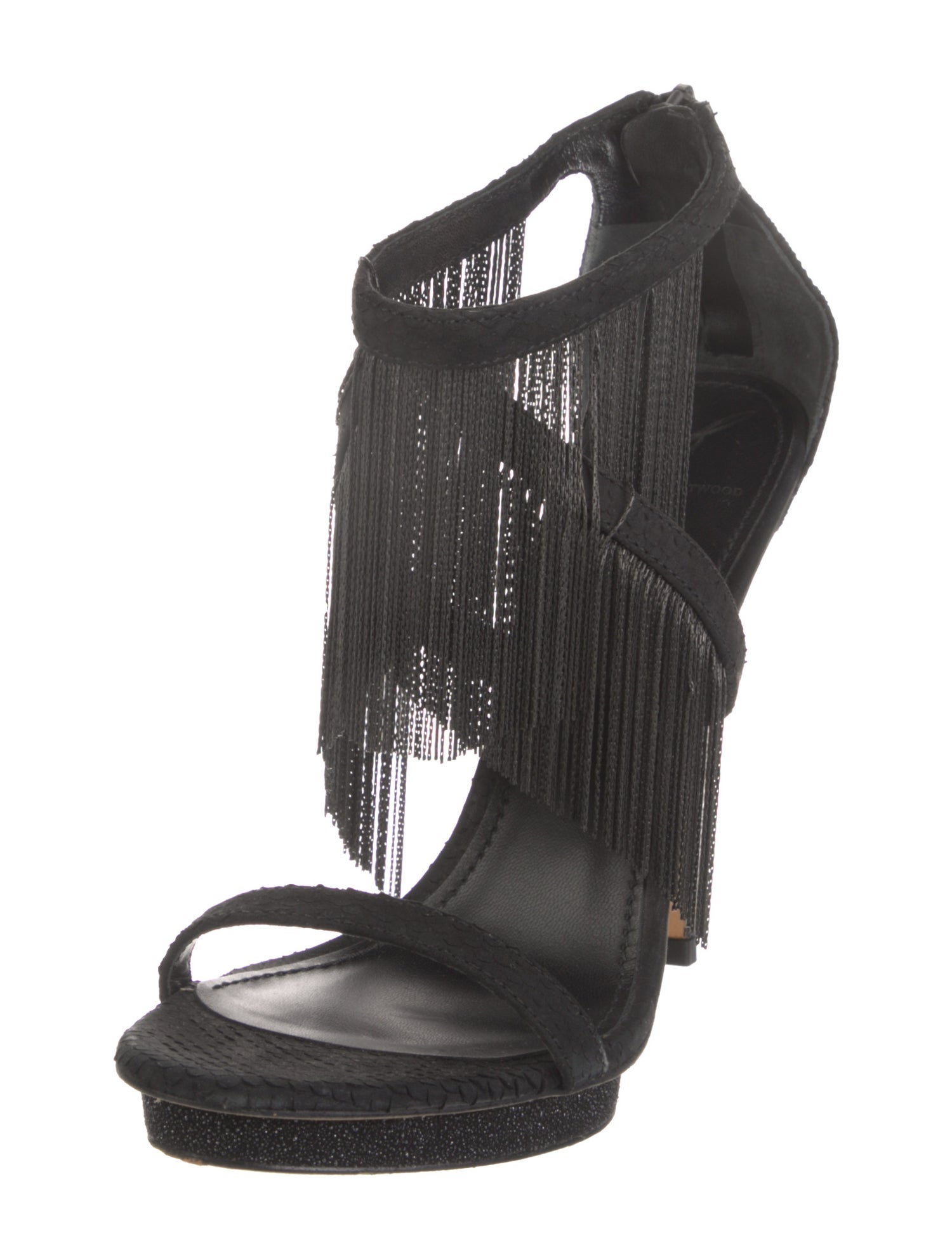 Brian Atwood Suede Chain-Link Accents Gladiator Sandals