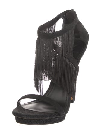 Brian Atwood Suede Chain-Link Accents Gladiator Sandals