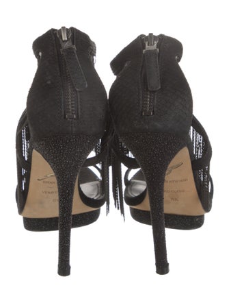 Brian Atwood Suede Chain-Link Accents Gladiator Sandals