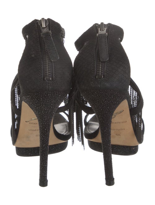 Brian Atwood Suede Chain-Link Accents Gladiator Sandals