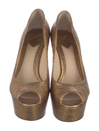 Brian Atwood Leather Animal Print Pumps