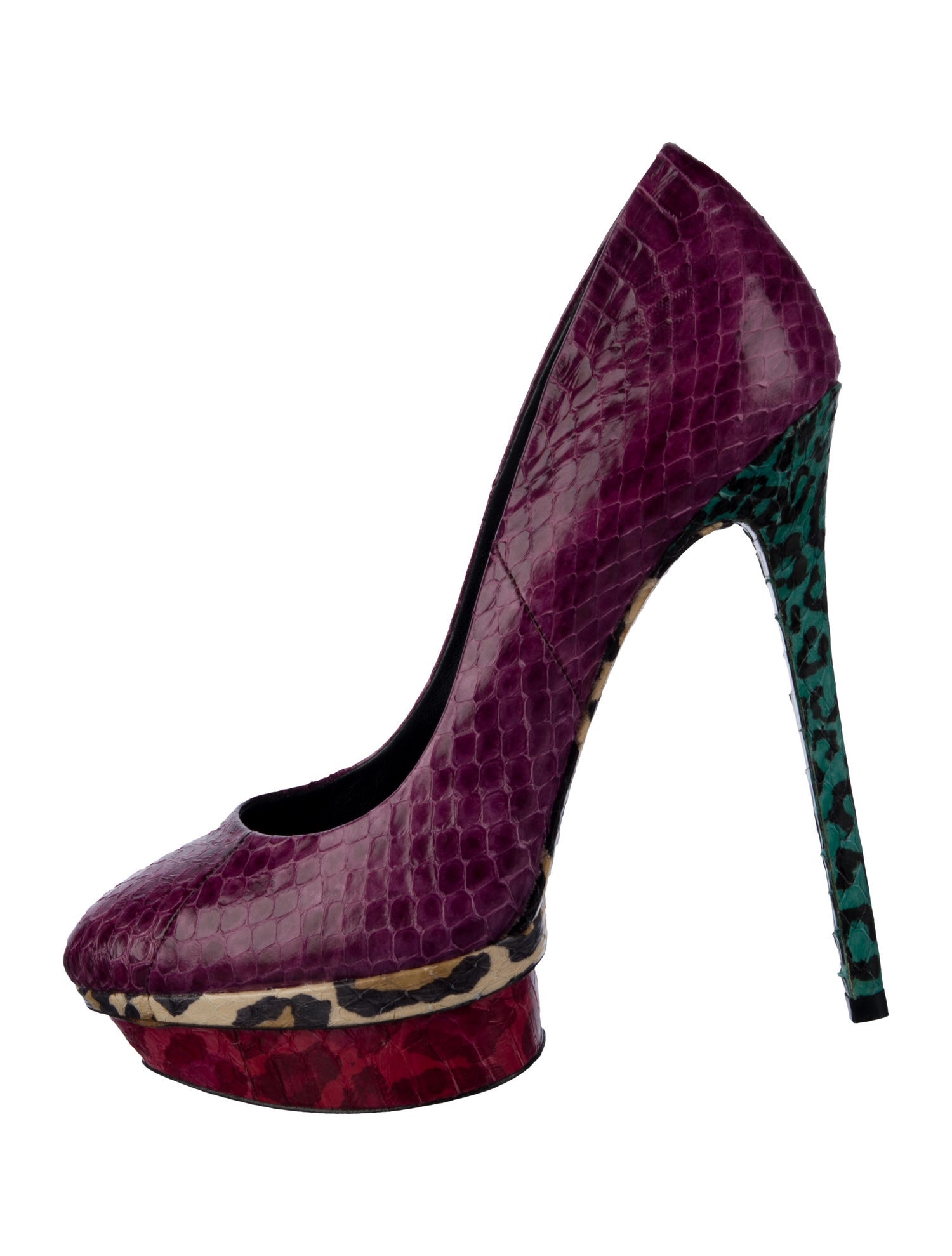 Brian Atwood Snakeskin Animal Print Pumps