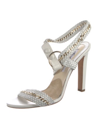 Brian Atwood Leather Animal Print Sandals