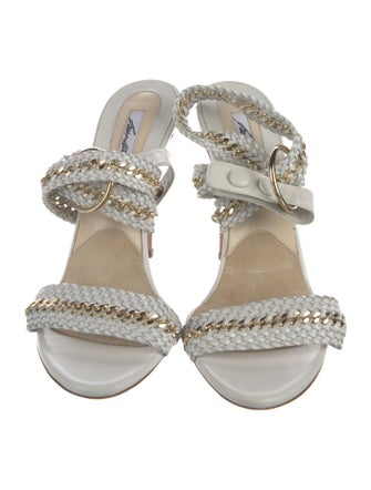 Brian Atwood Leather Animal Print Sandals