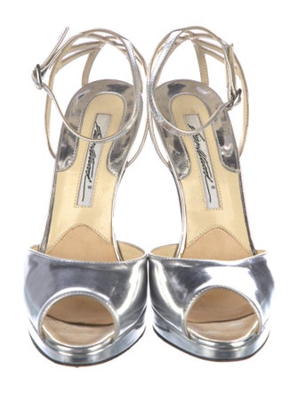 Brian Atwood Patent Leather Printed D'Orsay Pumps
