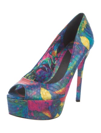 Brian Atwood Leather Animal Print Pumps