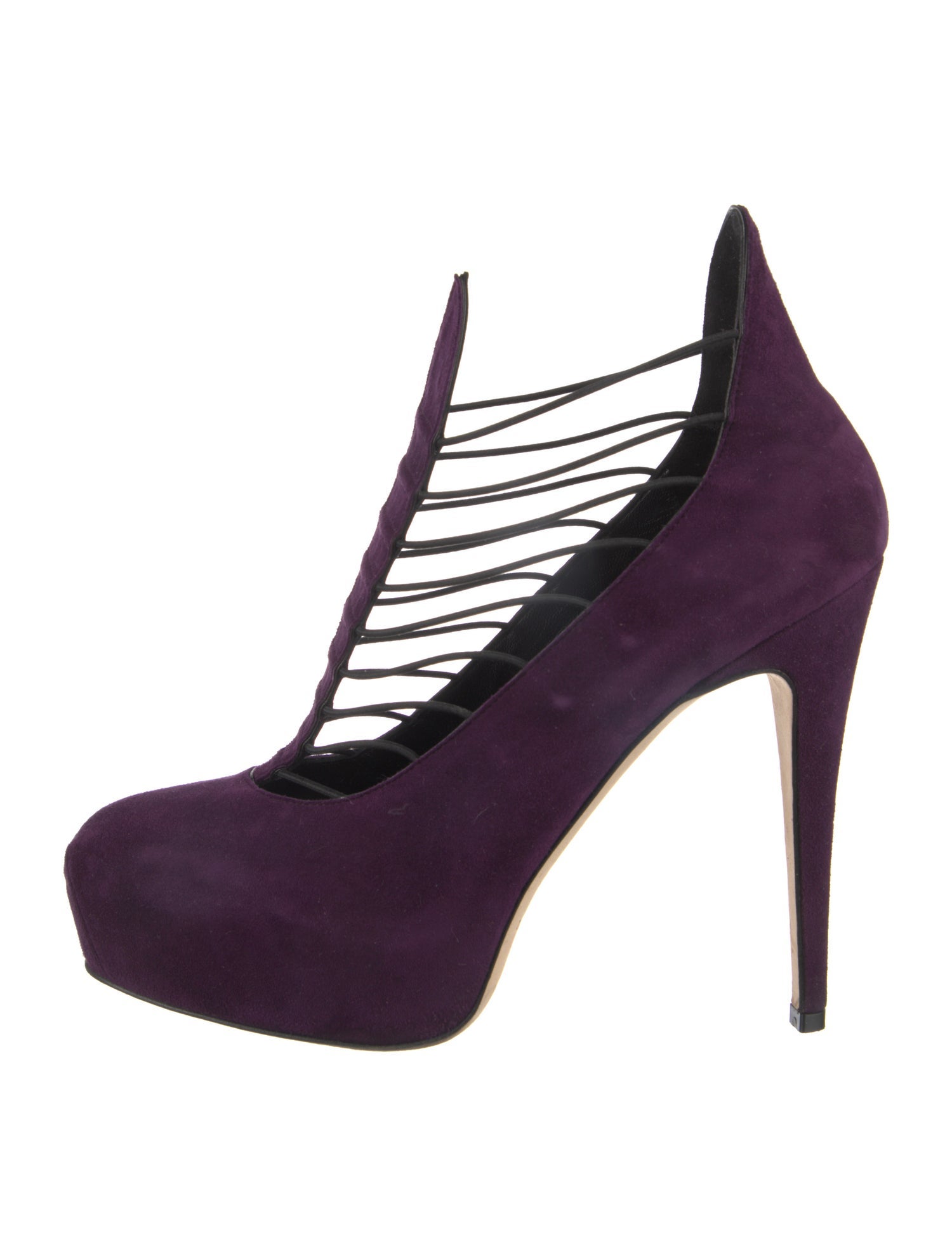 Brian Atwood Suede Cutout Accent T-Strap Pumps