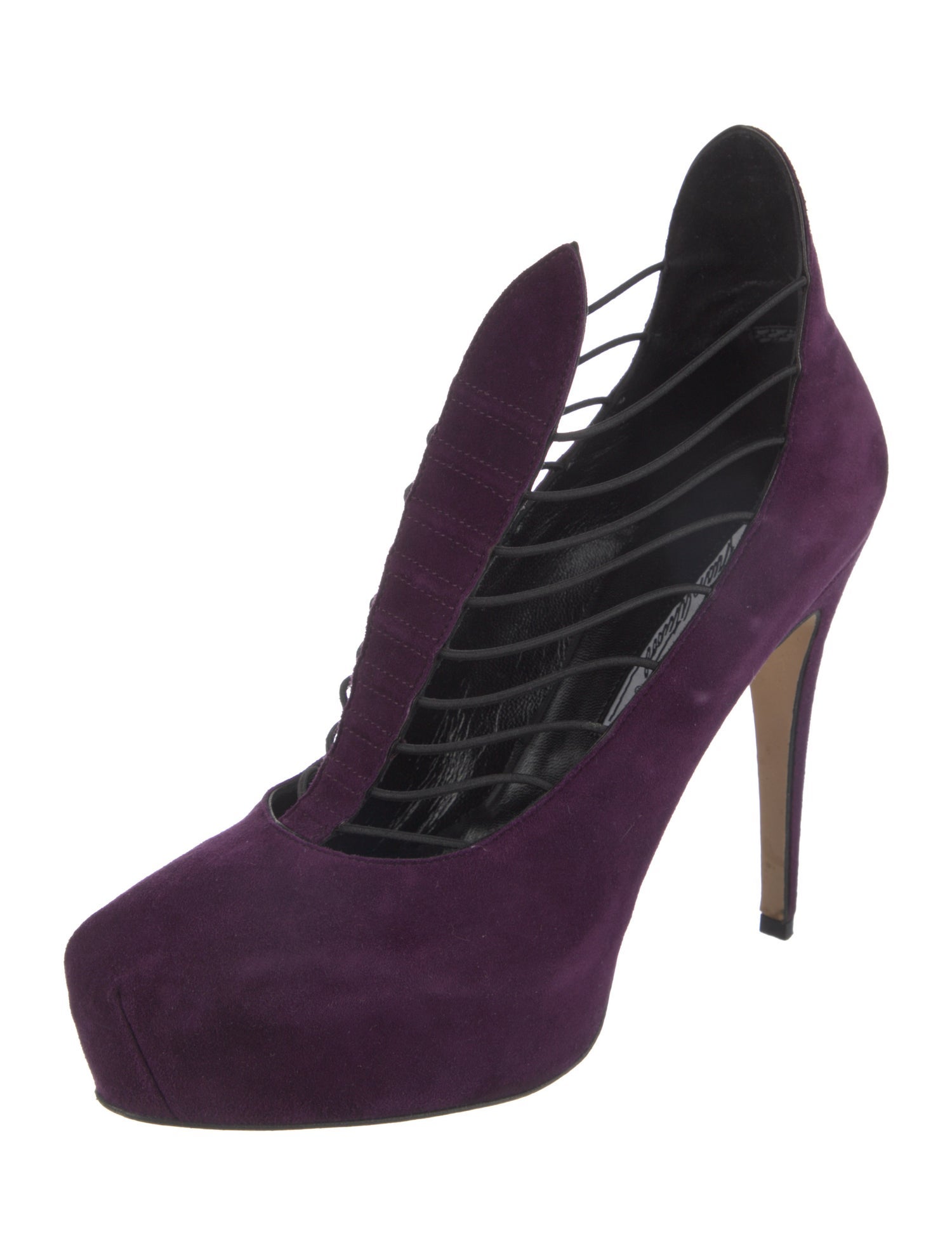 Brian Atwood Suede Cutout Accent T-Strap Pumps