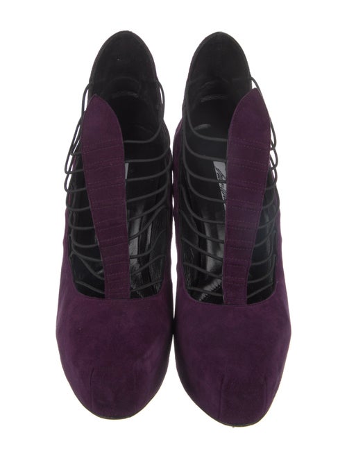 Brian Atwood Suede Cutout Accent T-Strap Pumps