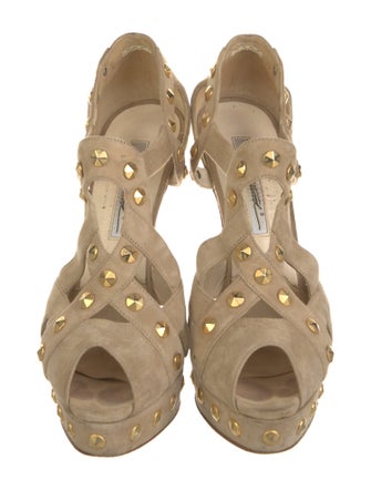 Brian Atwood Suede Studded Accents D'Orsay Pumps