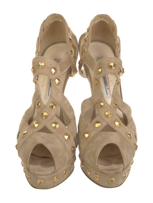 Brian Atwood Suede Studded Accents D'Orsay Pumps