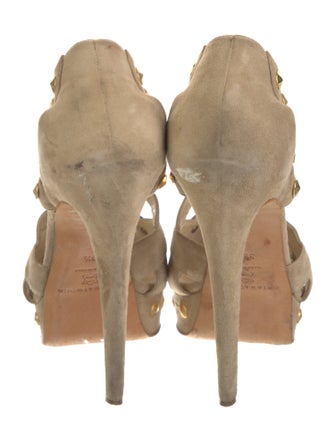 Brian Atwood Suede Studded Accents D'Orsay Pumps