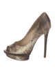 Brian Atwood Embossed Leather Animal Print Pumps