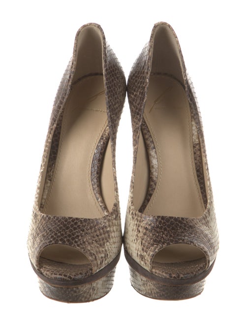 Brian Atwood Embossed Leather Animal Print Pumps