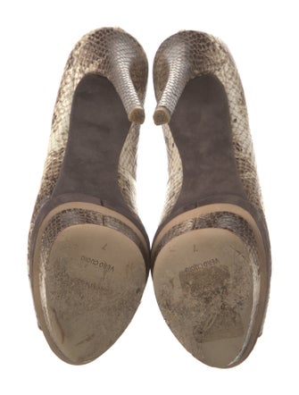 Brian Atwood Embossed Leather Animal Print Pumps