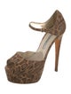 Brian Atwood Embossed Leather Animal Print D'Orsay Pumps