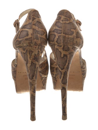 Brian Atwood Embossed Leather Animal Print D'Orsay Pumps