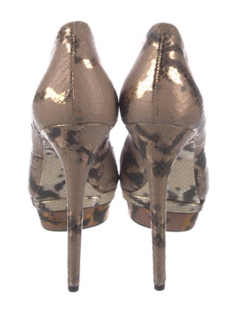 Brian Atwood Snakeskin Animal Print Pumps