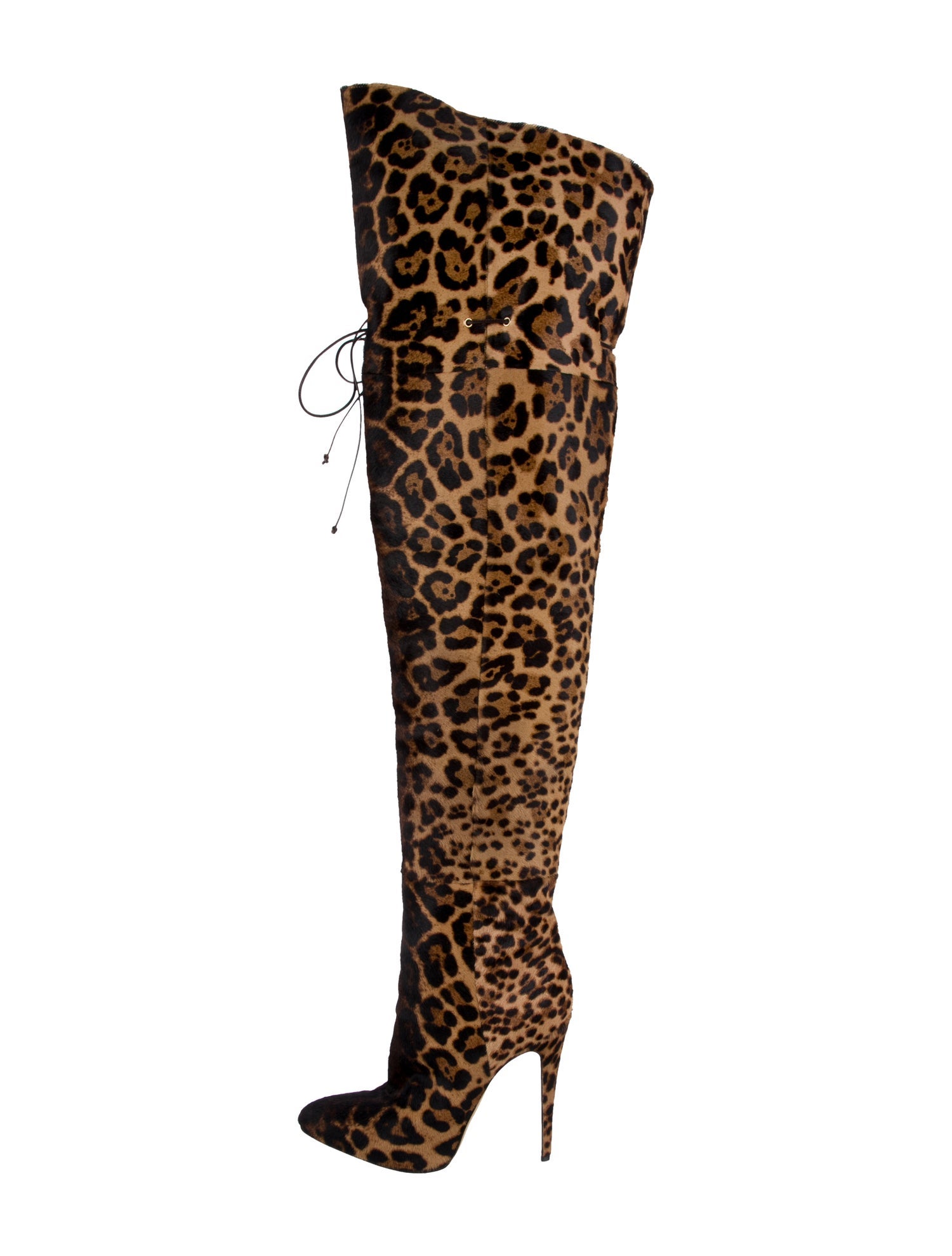 Brian Atwood Ponyhair Animal Print Lace-Up Boots