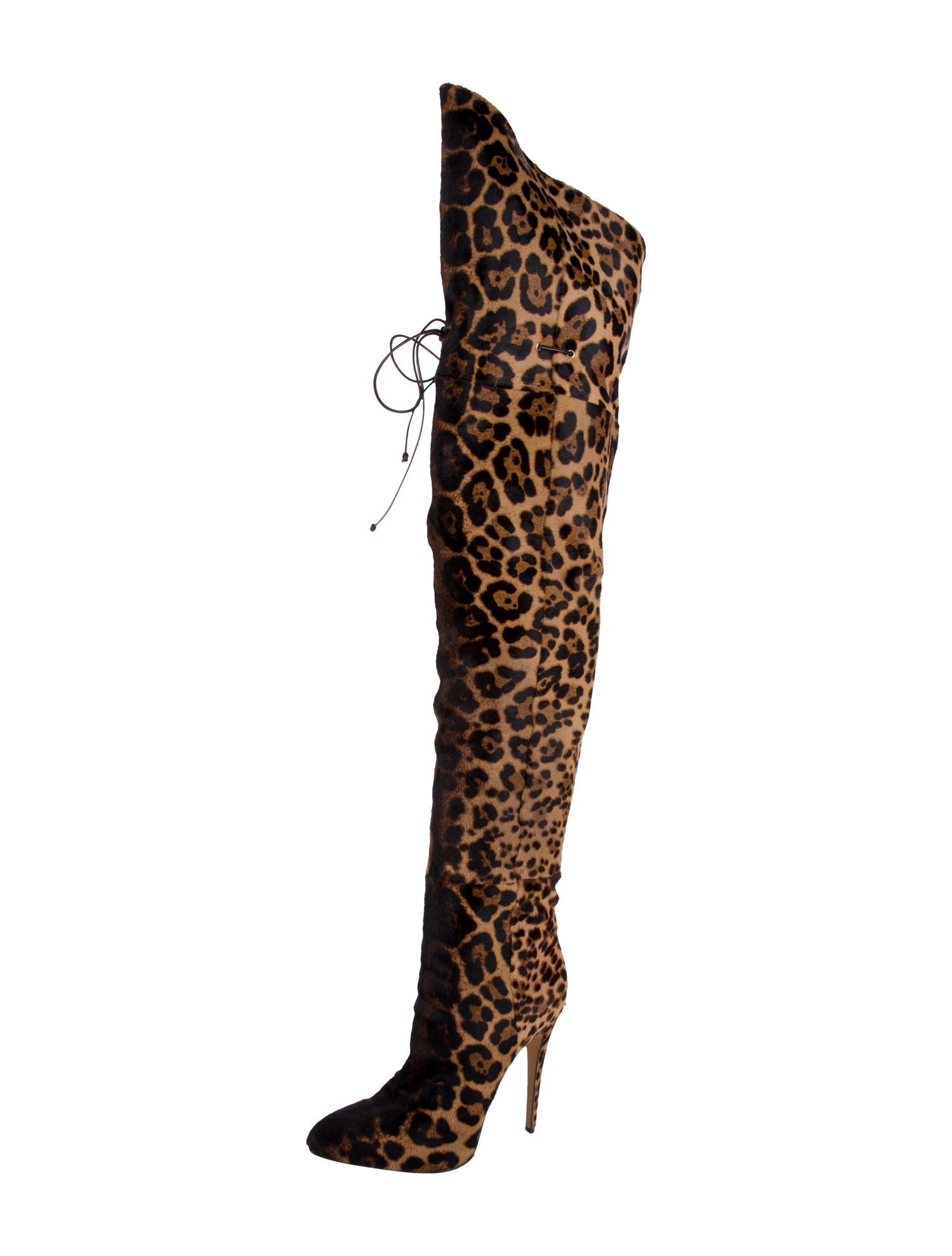 Brian Atwood Ponyhair Animal Print Lace-Up Boots