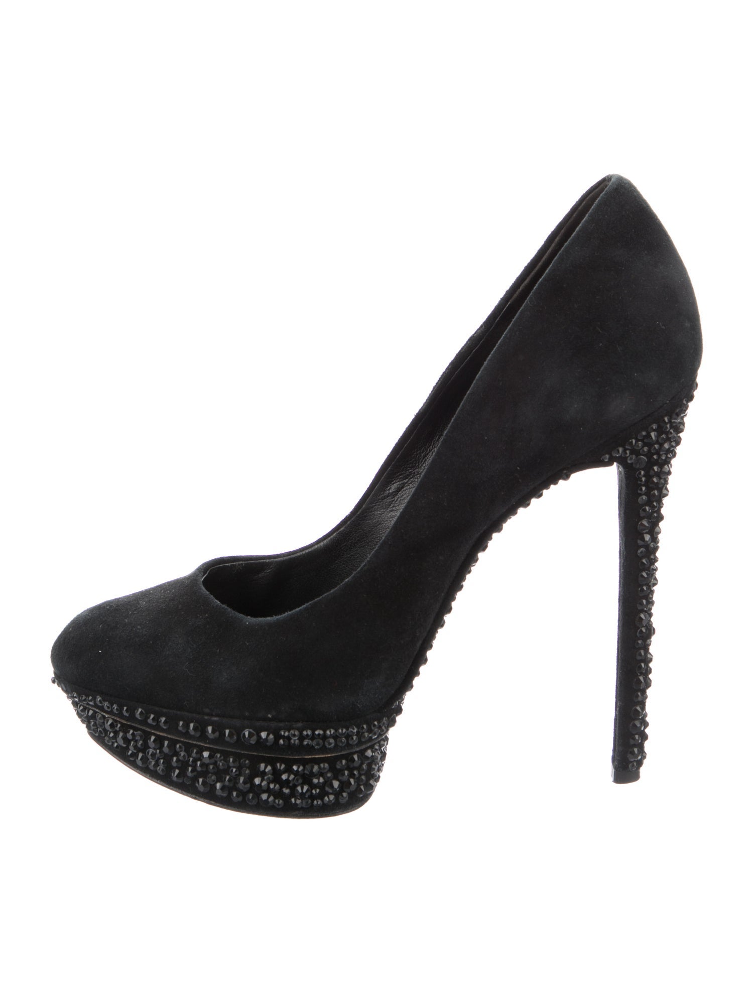 Brian Atwood Suede Crystal Embellishments Pumps