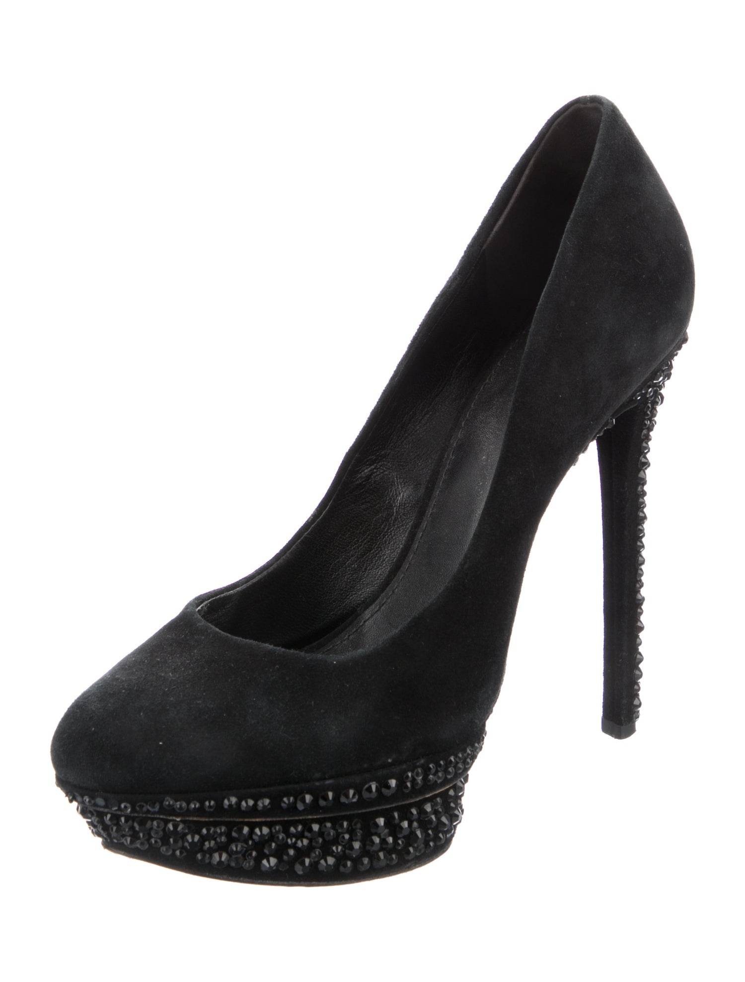 Brian Atwood Suede Crystal Embellishments Pumps
