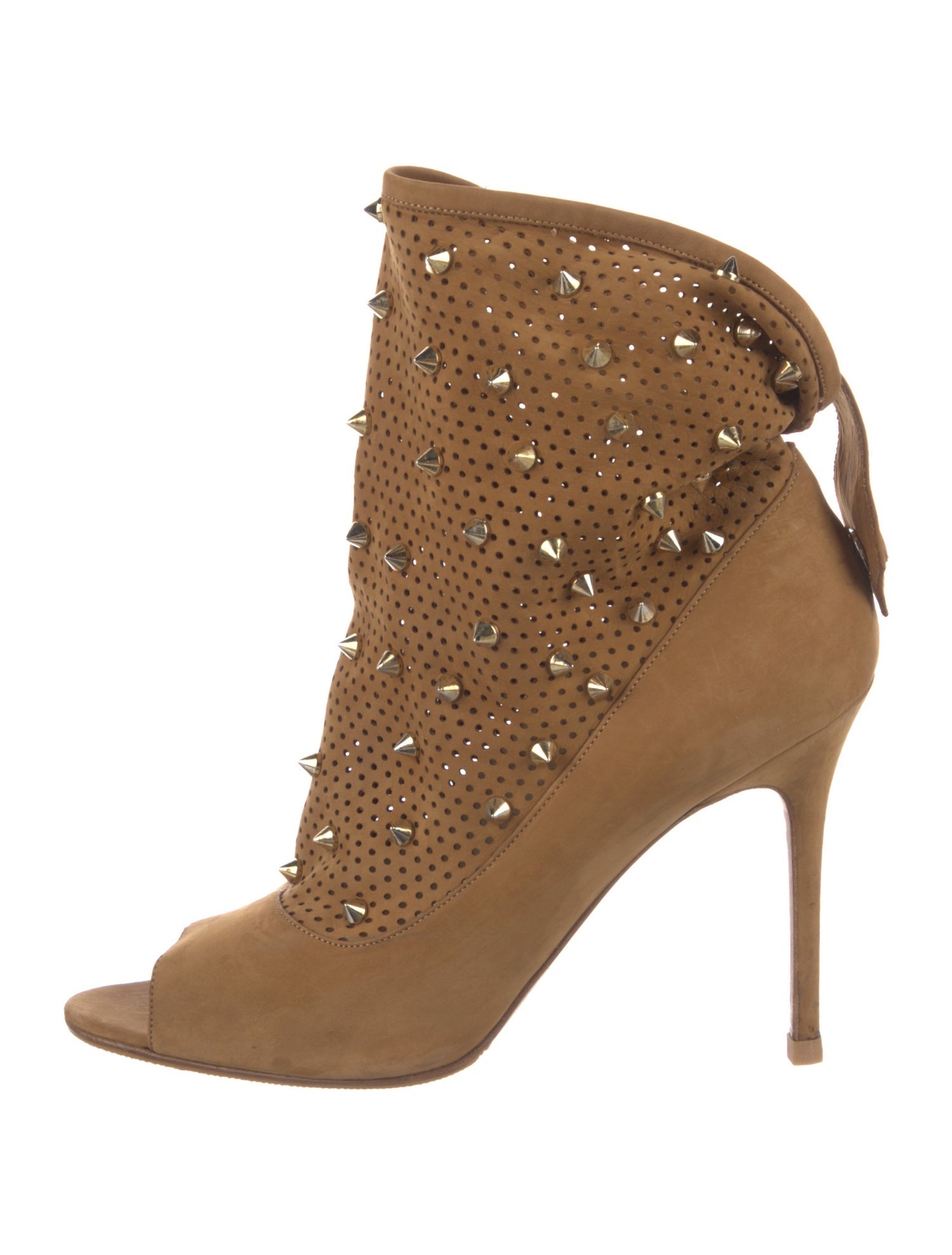 Brian Atwood Suede Studded Accents Lace-Up Boots