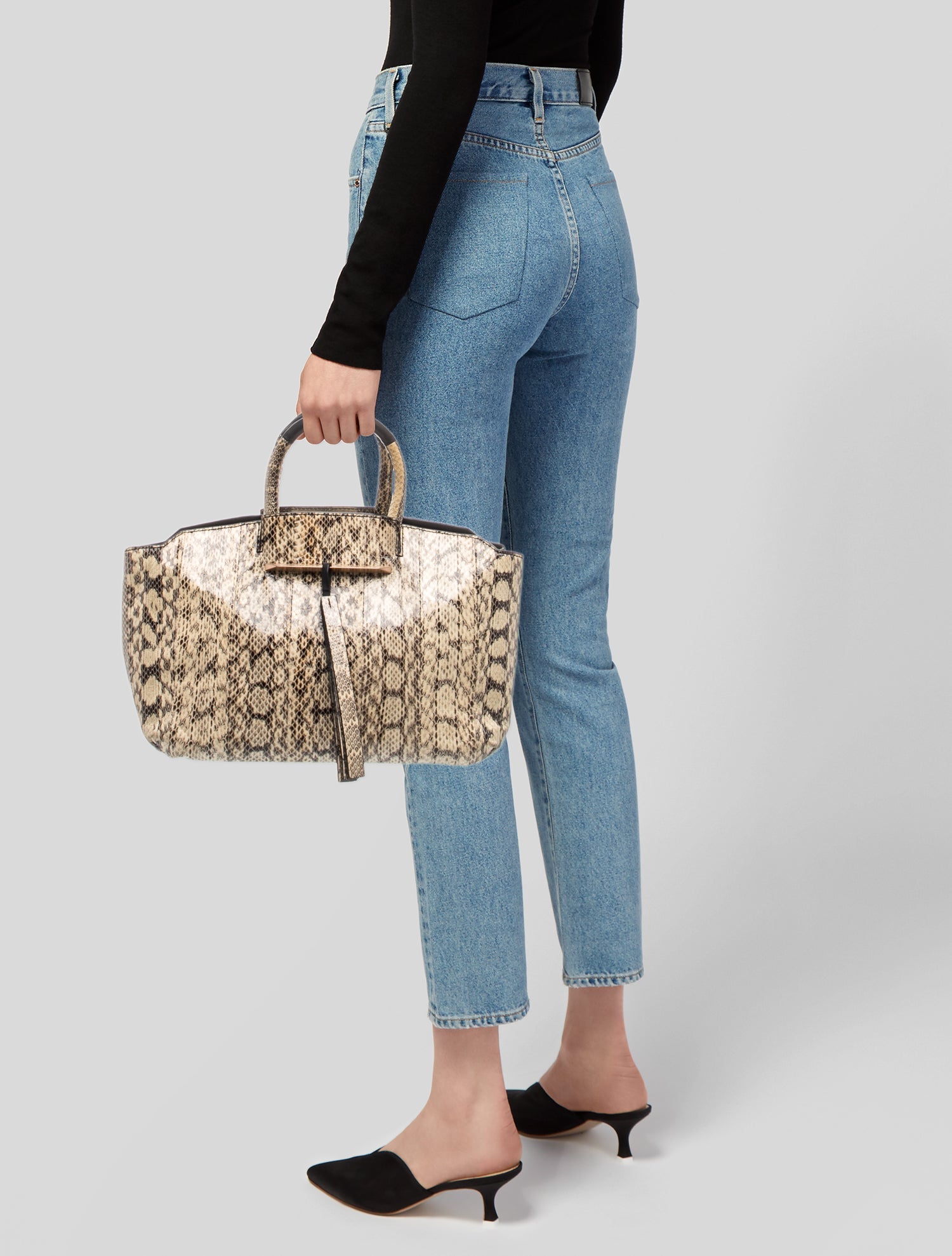 Brian Atwood Embossed Leather Top Handle Bag