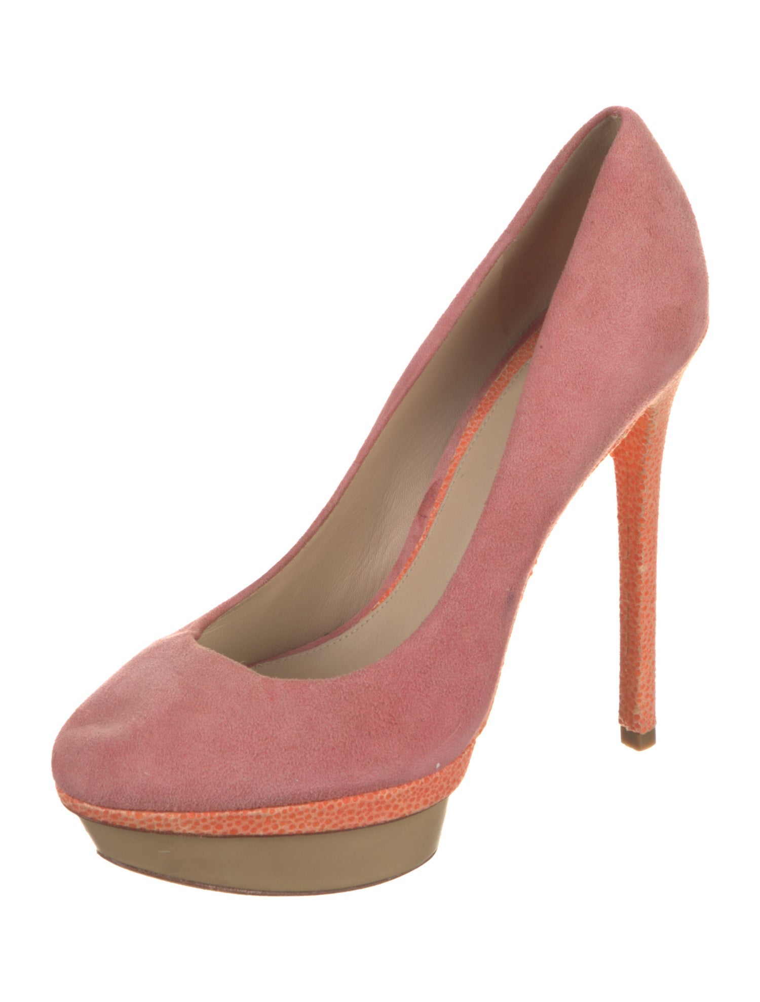Brian Atwood Suede Colorblock Pattern Pumps