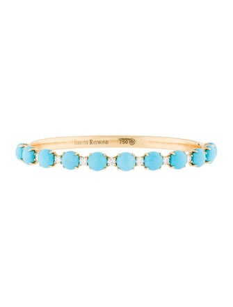 Briony Raymond 18K Turquoise & Diamond Bangle Bracelet