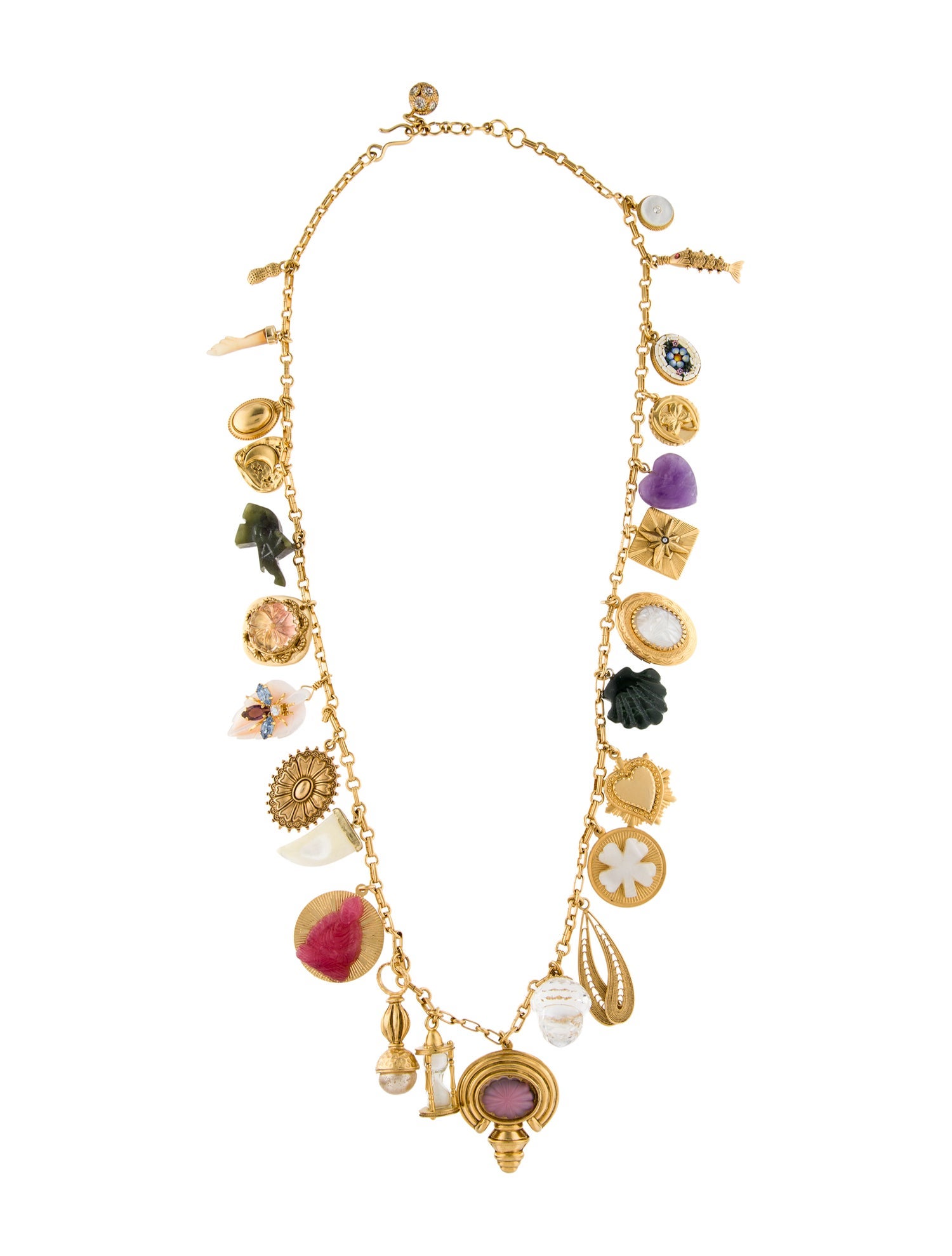 Brinker & Eliza Faux Pearl & Multistone Charm Necklace