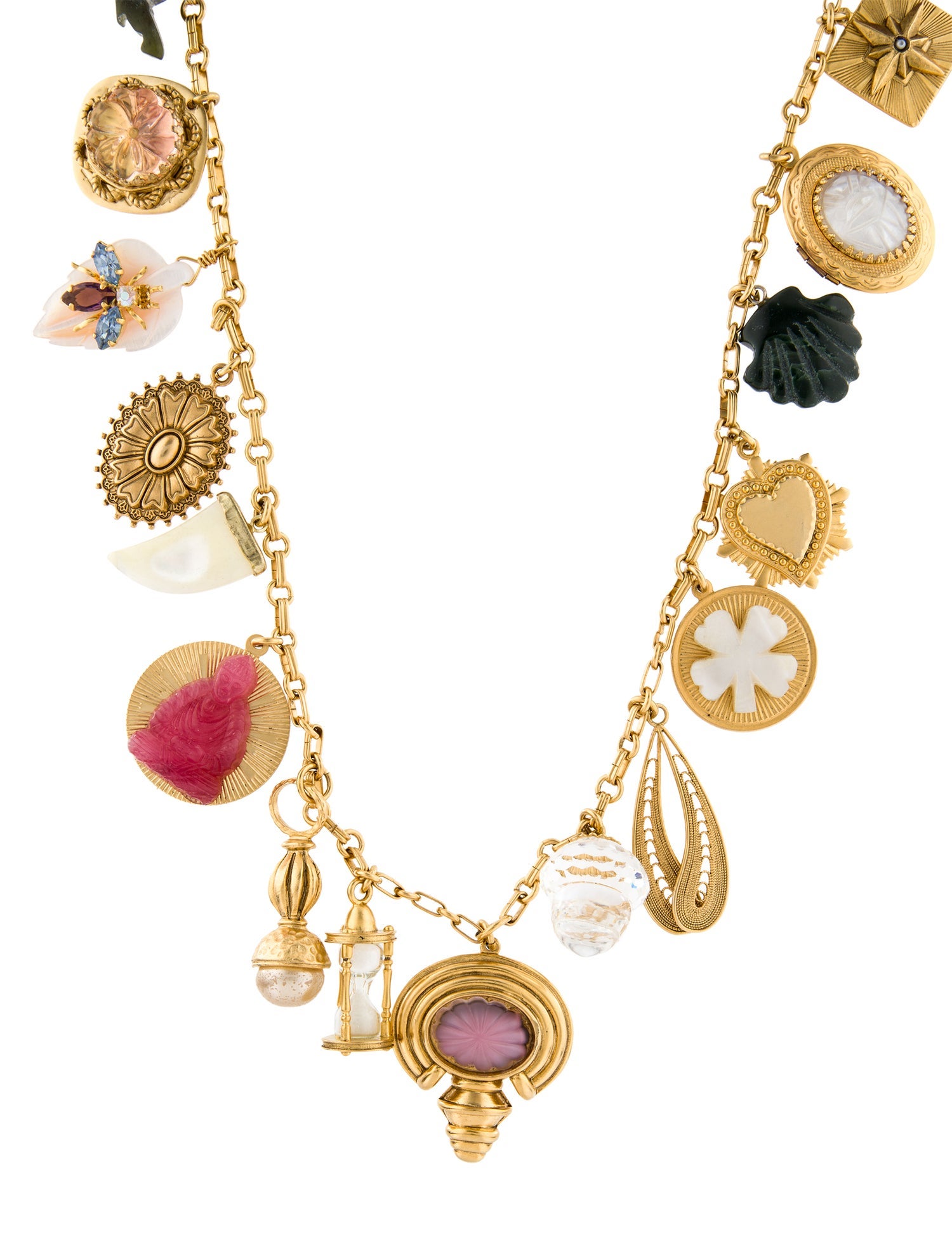 Brinker & Eliza Faux Pearl & Multistone Charm Necklace