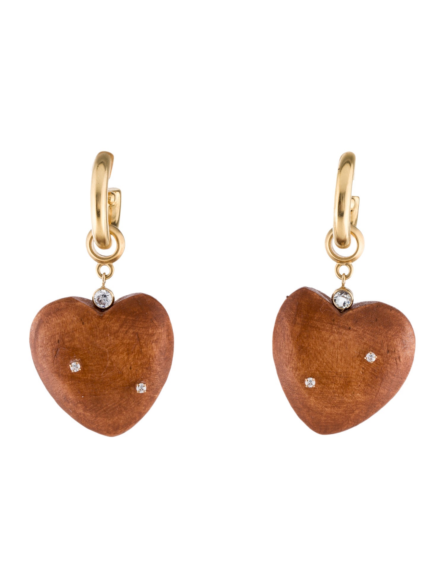 Brinker & Eliza Crystal & Wood Heart Drop Earrings