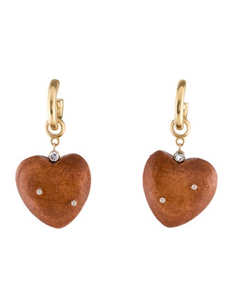 Brinker & Eliza Crystal & Wood Heart Drop Earrings