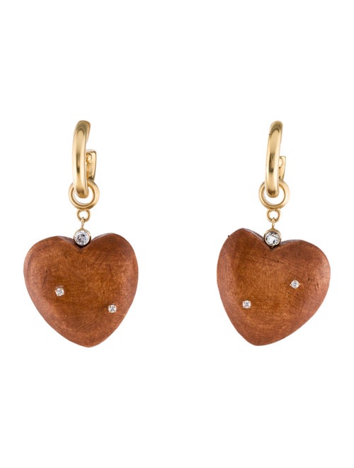 Brinker & Eliza Crystal & Wood Heart Drop Earrings