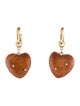 Brinker & Eliza Crystal & Wood Heart Drop Earrings