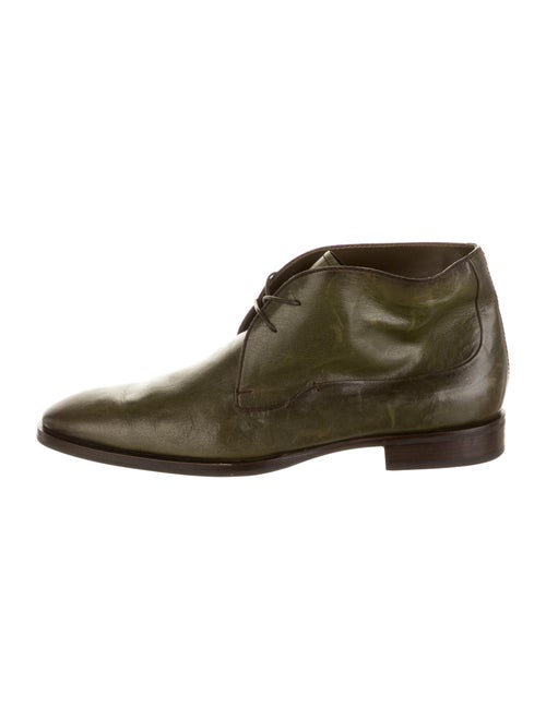 Berluti Leather Lace-Up Boots Green