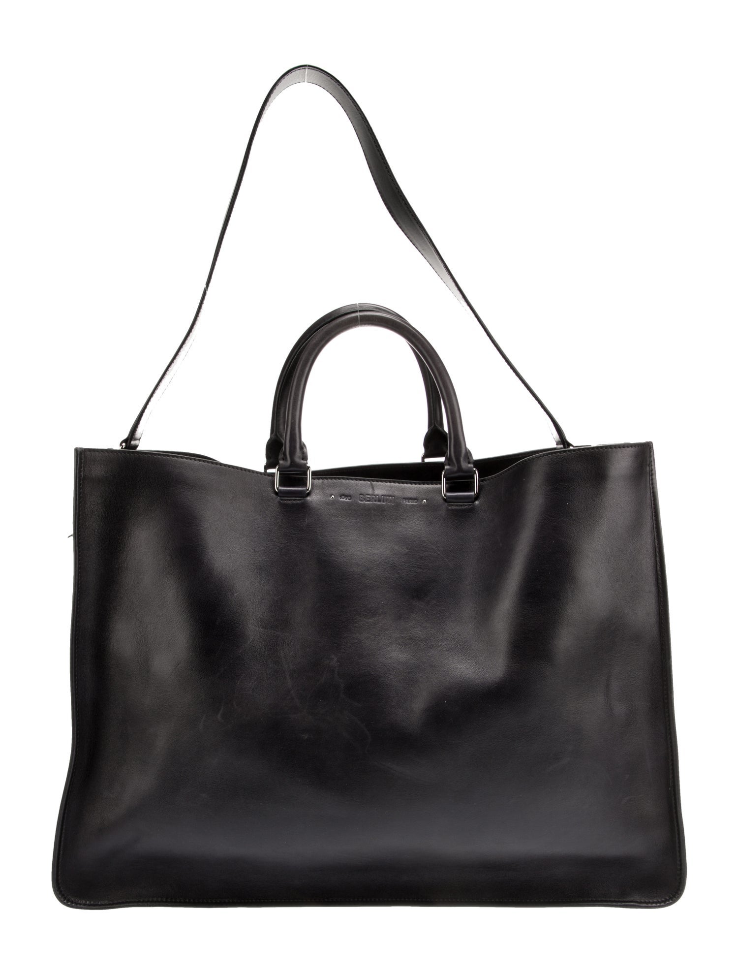 Berluti Solid Leather Tote Bag
