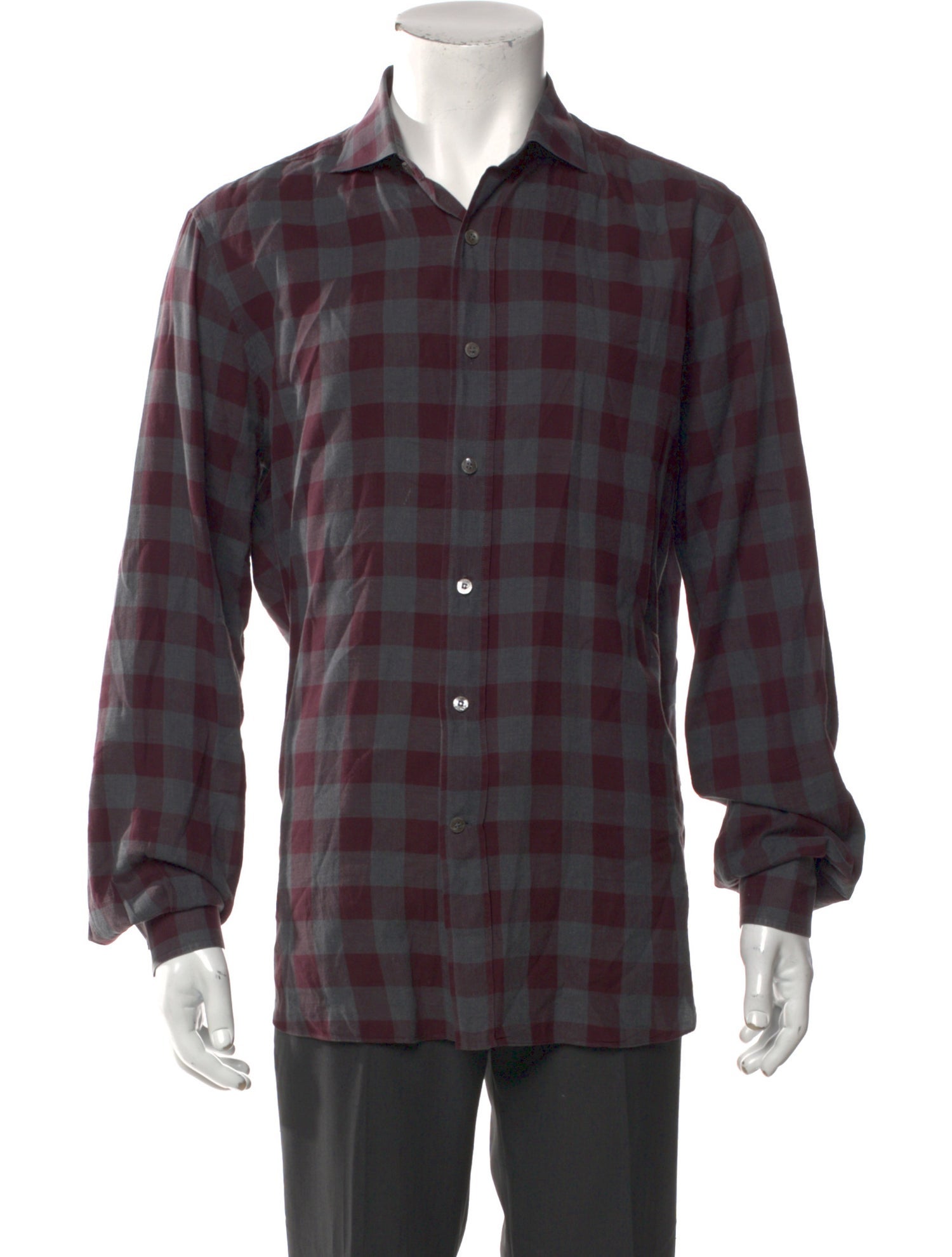 Berluti Plaid Print Long Sleeve Shirt