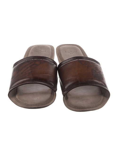 Berluti Leather Printed Slides