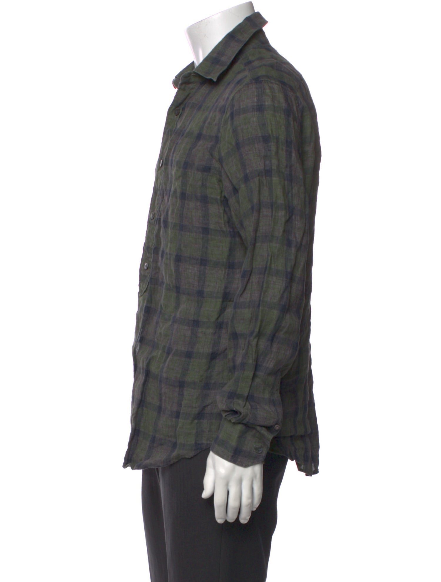 Berluti Linen Plaid Print Shirt