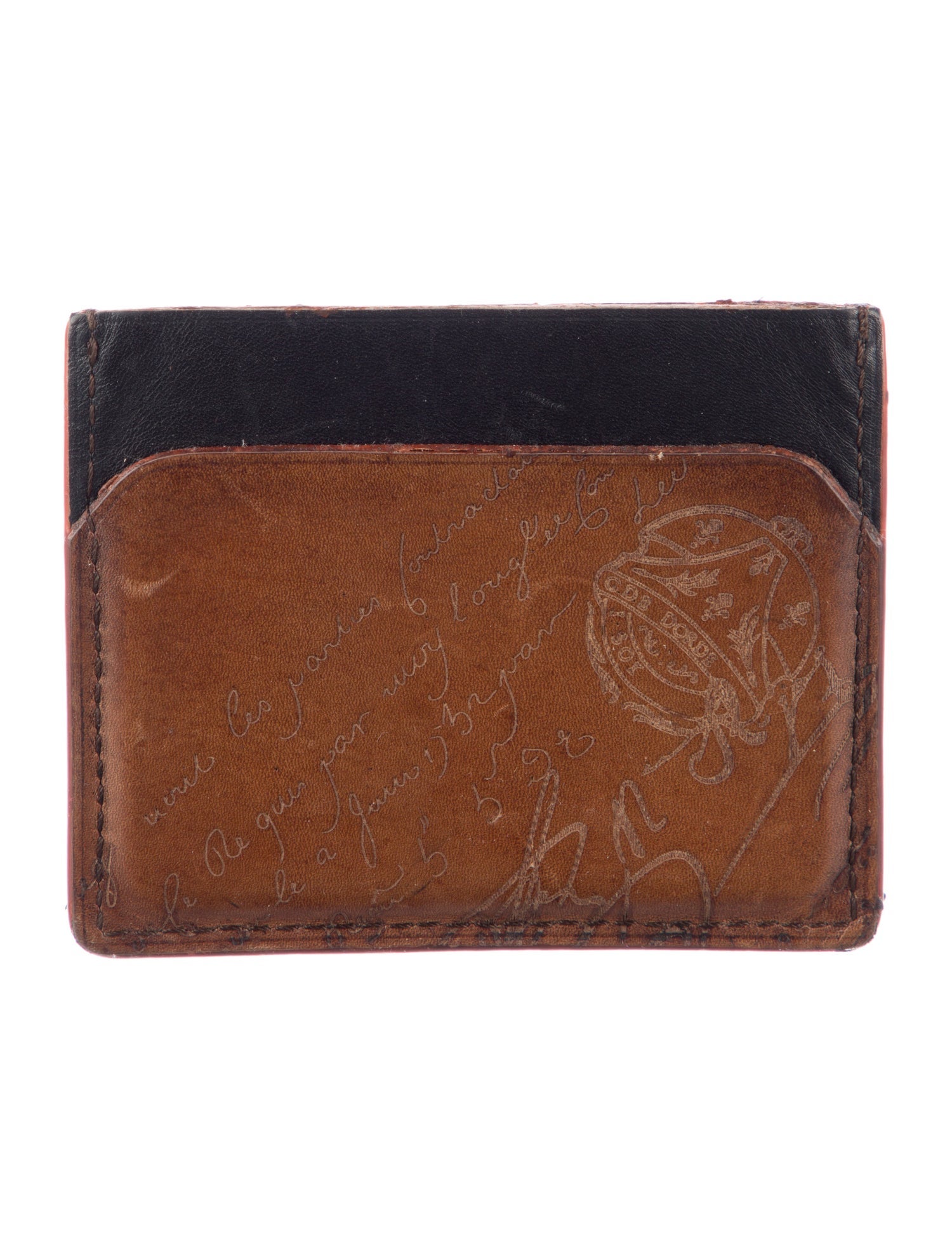 Berluti Leather Colorblock Pattern Wallet
