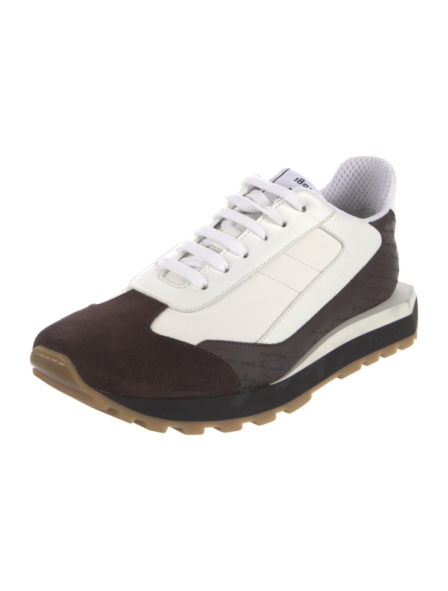 Berluti Leather Colorblock Pattern Athletic Sneakers