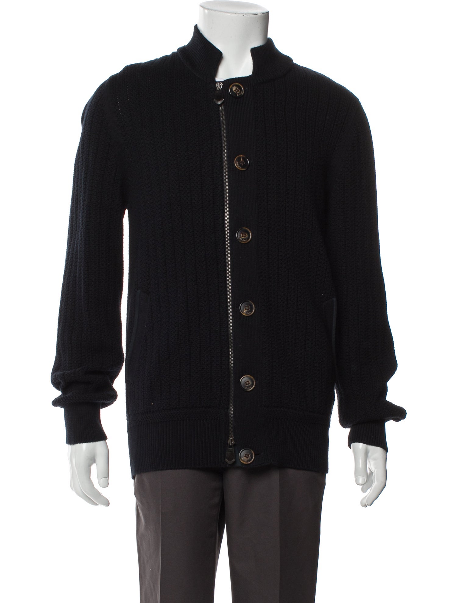Berluti Mock Neck Long Sleeve Cardigan
