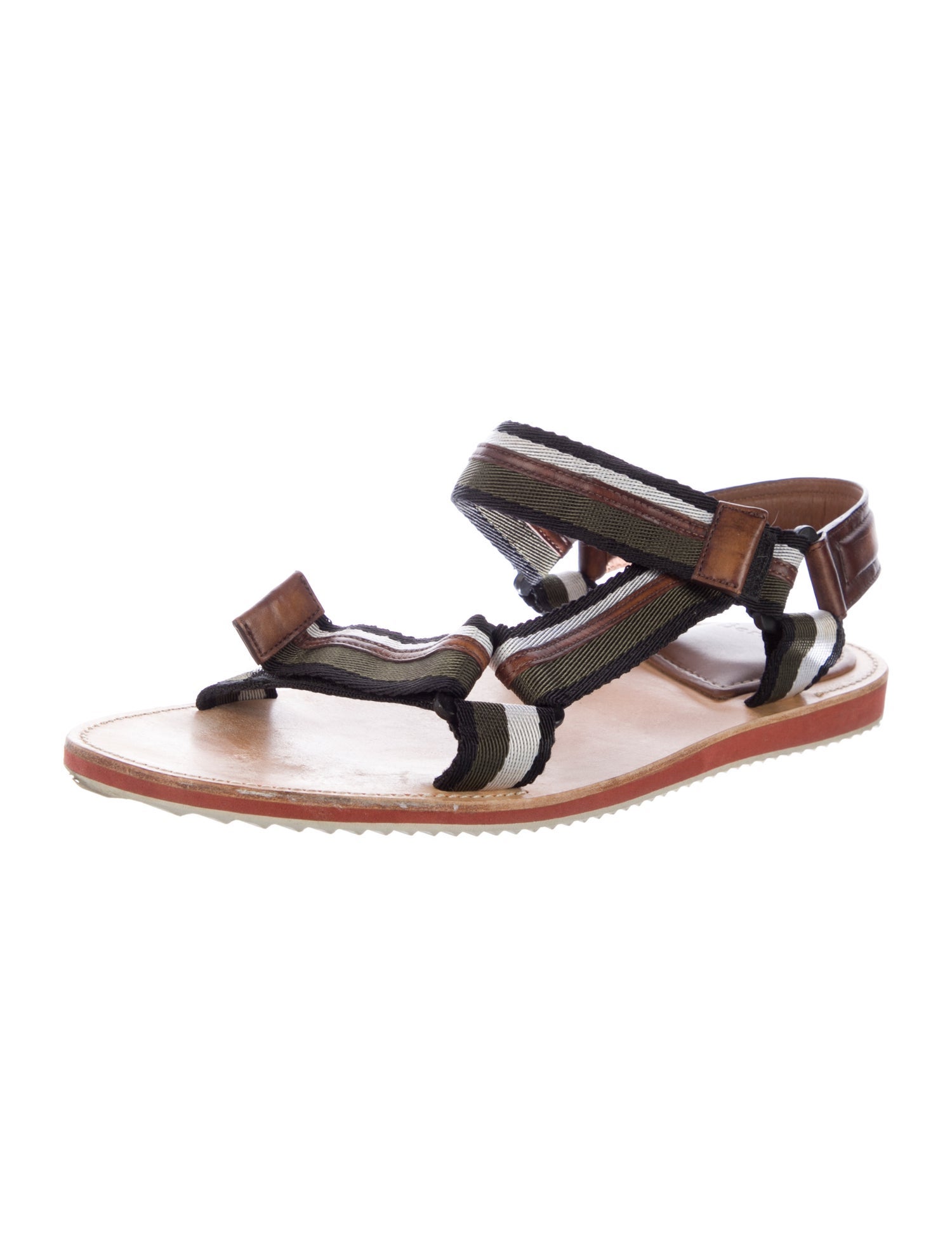 Berluti Leather Colorblock Pattern Sandals